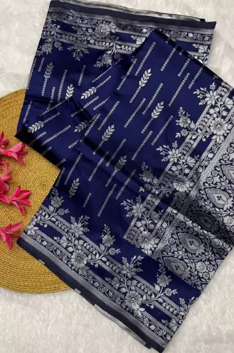 Navyblue silk blend sarees with blouse