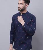 Pure cotton short kurta with band collar