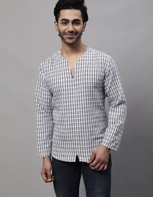 Pure cotton open neck kurta 1