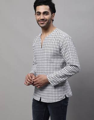 Pure cotton open neck kurta 2