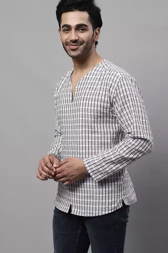 Pure cotton open neck kurta