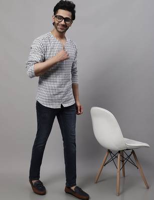 Pure cotton open neck kurta 5