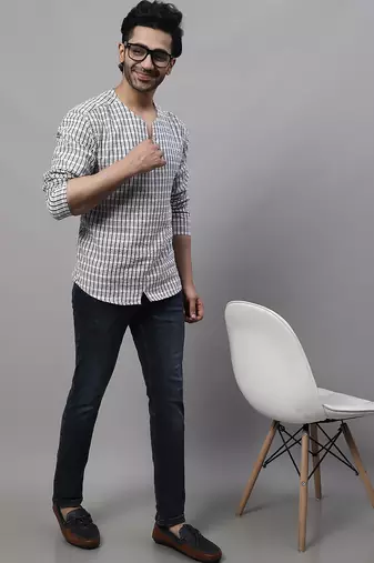 Pure cotton open neck kurta