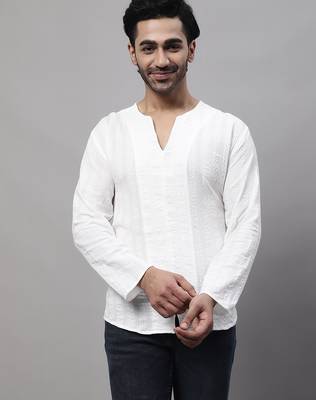Pure cotton open neck kurta 1