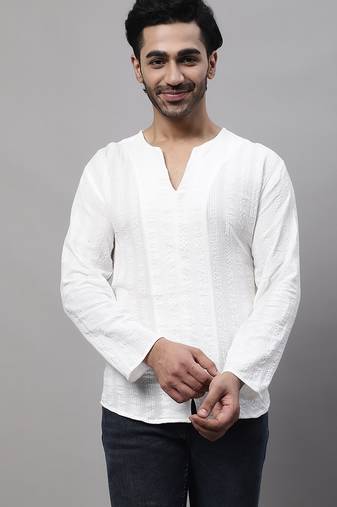 Pure cotton open neck kurta