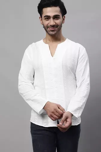 Pure cotton open neck kurta