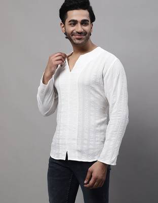 Pure cotton open neck kurta 2