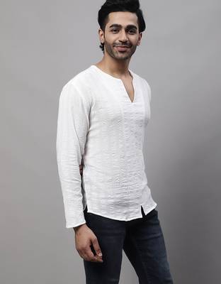 Pure cotton open neck kurta 3