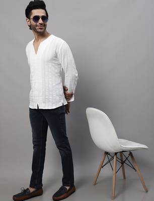 Pure cotton open neck kurta 5