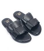 Black solid leather flat