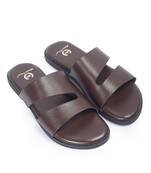 Brown solid leather flat