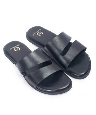 Black solid leather flat 2