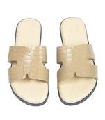 Beige solid leather flat