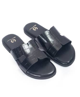 Black solid leather flat 2