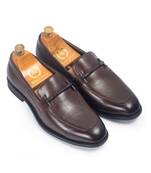 Brown solid synthetic leather men shoes