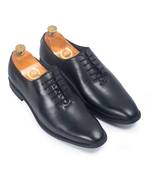 Black solid synthetic leather men shoes