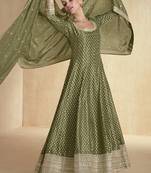 Mahendi viscose jacquard embroidered anarkali suit