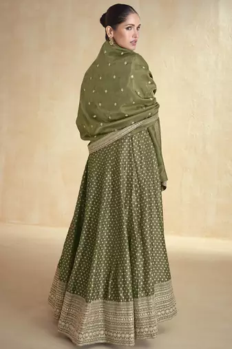 Mahendi viscose jacquard embroidered anarkali suit