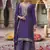 Violet chinon silk embroidered designer Palazzo suit