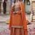 Orange chinon silk embroidered designer Palazzo suit
