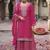Pink chinon silk embroidered designer Palazzo suit