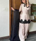 Pink Designer Farsi Salwar Suit with Beads and Sequence Embroidery Work - Three Piece Set