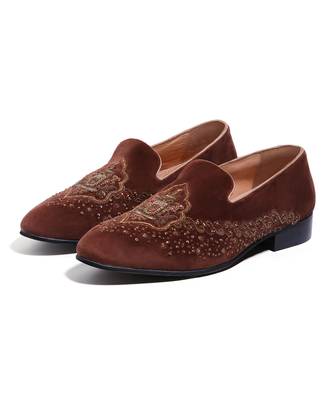 Brown woven velvet shoes 1