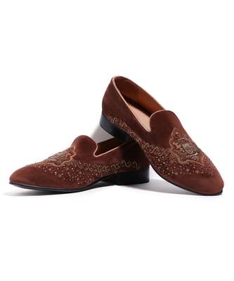 Brown woven velvet shoes 2