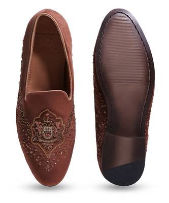 Brown woven velvet shoes 3