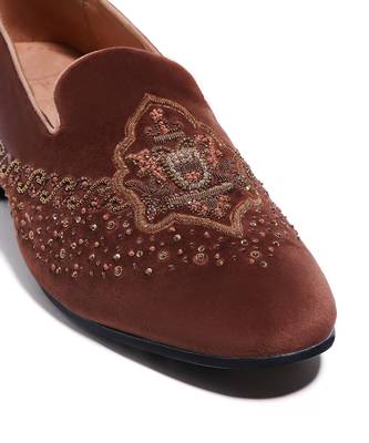 Brown woven velvet shoes 5