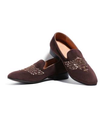Brown woven velvet Shoes 2