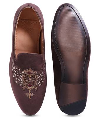 Brown woven velvet Shoes 3
