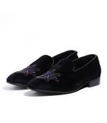 Navy blue woven velvet shoes
