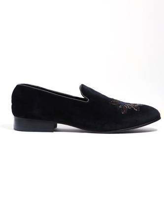 Navy blue woven velvet shoes 4