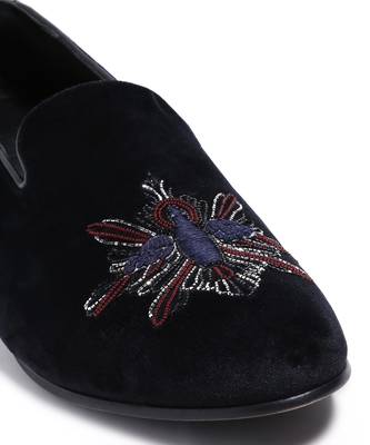Navy blue woven velvet shoes 5