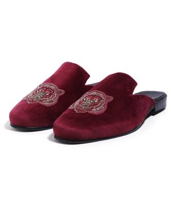 Red woven velvet mules 1