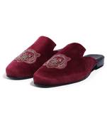 Red woven velvet mules