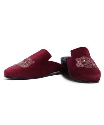 Red woven velvet mules 2