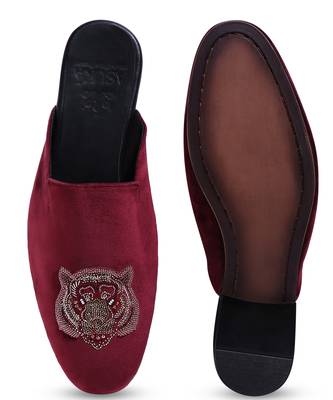 Red woven velvet mules 3