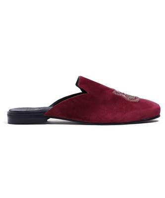 Red woven velvet mules 4