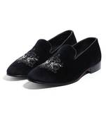 Black woven velvet shoes