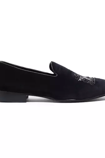 Black woven velvet shoes