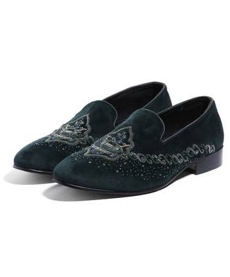 Navy blue woven velvet shoes 1