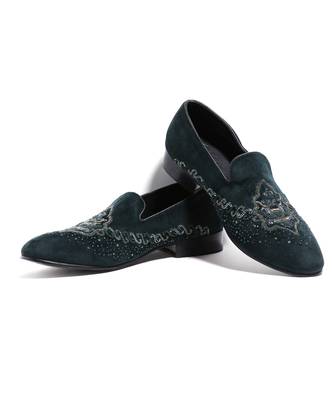 Navy blue woven velvet shoes 2