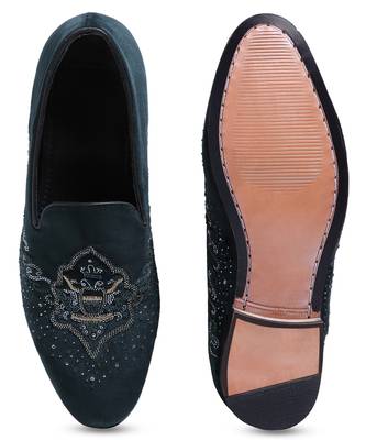 Navy blue woven velvet shoes 3