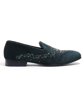 Navy blue woven velvet shoes 4
