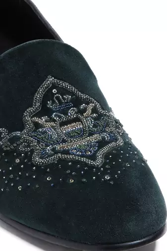 Navy blue woven velvet shoes