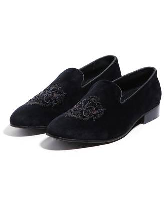 Black woven velvet shoes 1