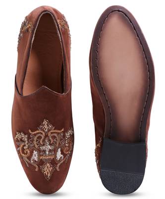Tan woven velvet shoes 3