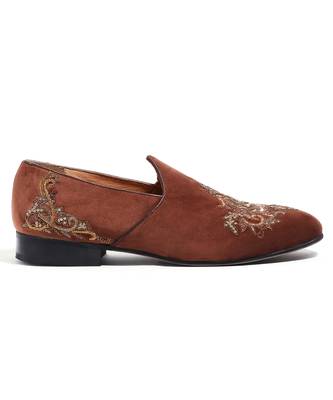 Tan woven velvet shoes 4
